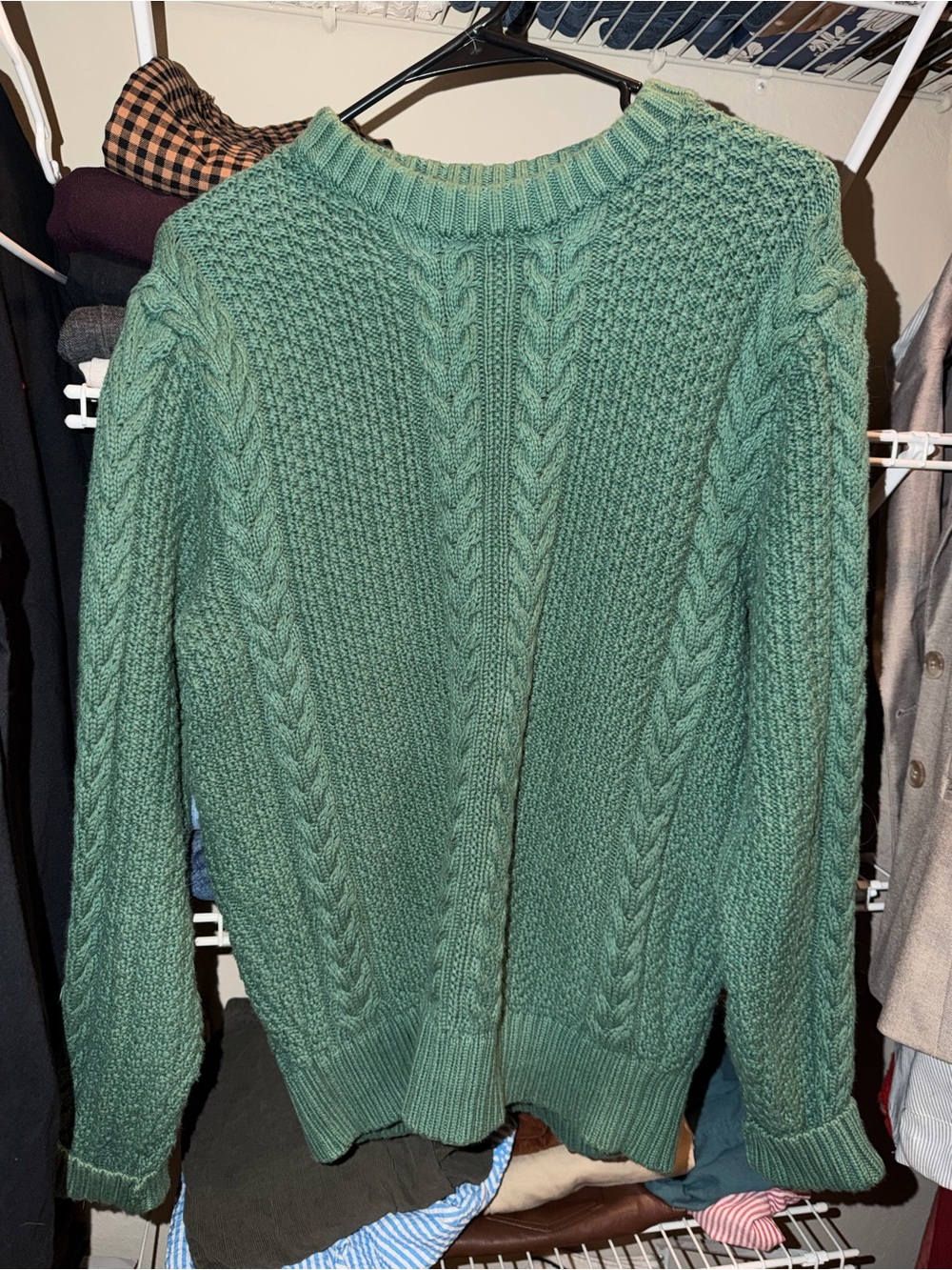 J. Crew Green Cable Knit Sweater